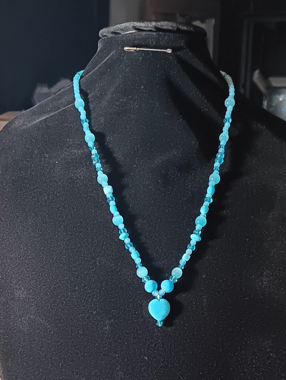 Turquoise Heart Bead Necklace - Women's Jewelry